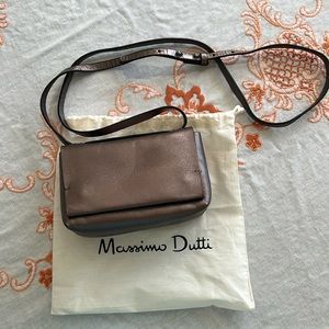 Massimo Dutti small crossbody bag in metallic Lambskin.